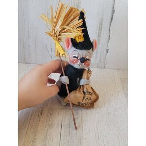 Annalee 1971 witch broom Mouse‎ trick or treat candy bag